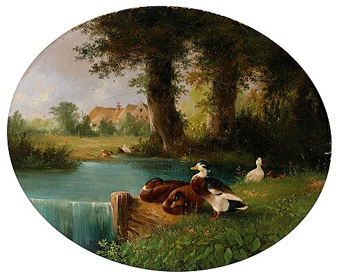 Ducks at the Pond, 1859, August Knip