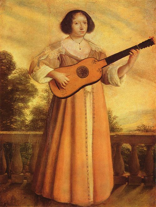 Woman Playing a Guitar, 1635, Augustin Quesnel