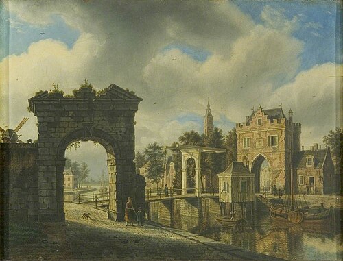 Canal Scene with Drawbridge, 1832, Augustus Wijnantz
