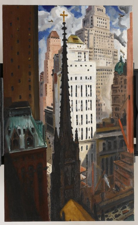 Trinity Church and Wall Street, 1929, Bertram Hartman