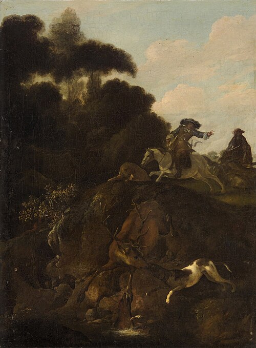 Deer hunt, 1660, Carl Borromäus Andreas Ruthart