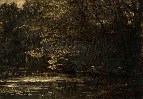 An Angler by a Woodland Pond, 1880, Karl Rodeck