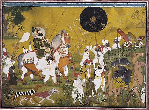 Maharana Bhim Singh of Mewar Returns from a Boar Hunt, 1810, Chokha