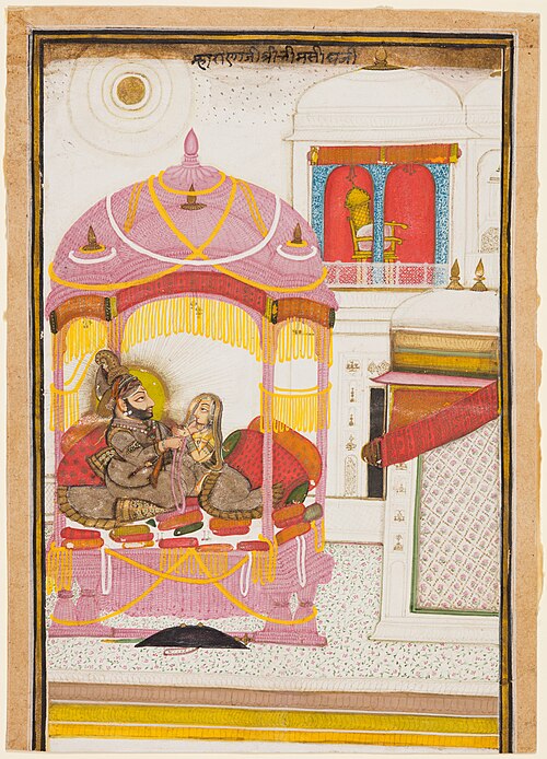 Maharana Bhim Singh of Mewar (r. 1778–1828) with a Consort, 1810, Chokha