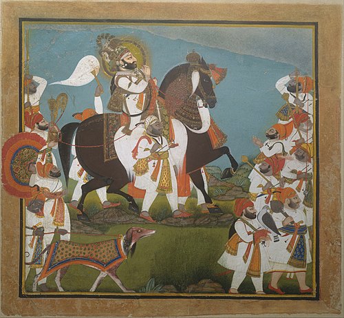 Maharana Bhim Singh and Retinue Embark on a Hunt, 1807, Chokha
