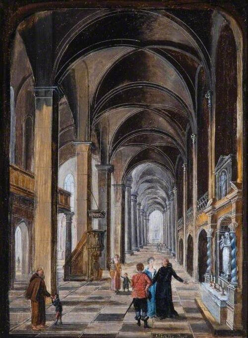 Interior of a Church with Figures, 1788, Christian Stöcklin