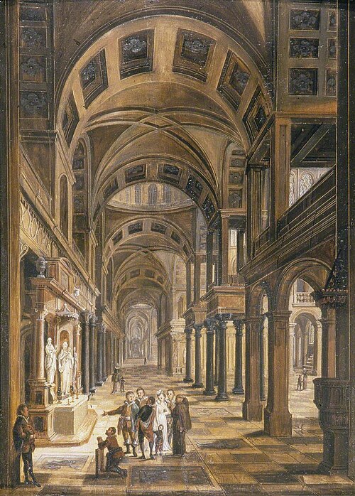 Church Interior with Figures, , Christian Stöcklin