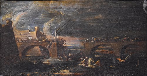 Esquisse Bataille sur un pont, 1700, Francesco Graziani