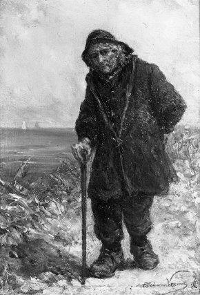 Oude zeeman op duin, 1875, Elchanon Verveer