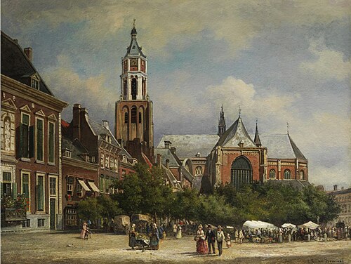 Der Markt in Arnhem (mit Eusebius-Kirche), 1884, Elias van Bommel