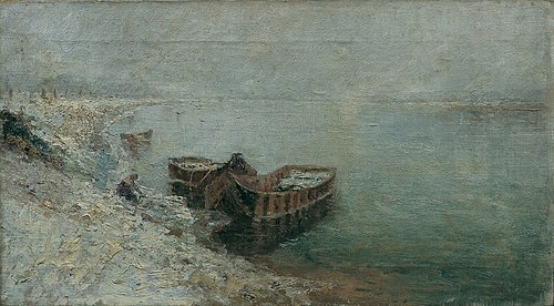 Fischerboote am Donauufer, 1890, Emilie Mediz-Pelikan