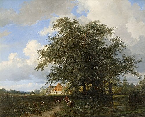 Landschap met boerderij en vee, 1860, Frans Arnold Breuhaus de Groot
