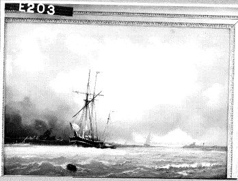 Schepen bij harde wind, 1860, Frans Arnold Breuhaus de Groot