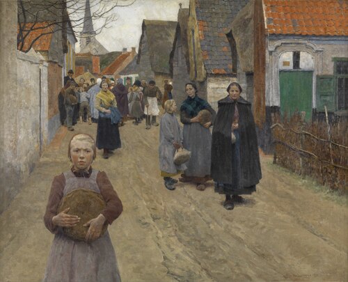 The Distribution of Bread in the Village, 1892, Frans van Leemputten