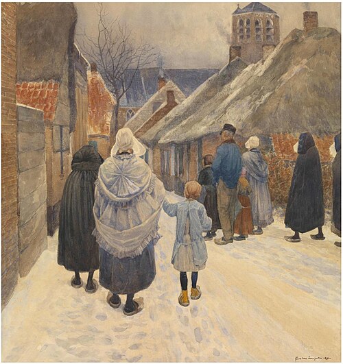 Sunday morning in winter, 1896, Frans van Leemputten