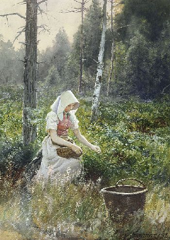 Blumenpflückerin, 1892, Friedrich Schwinge