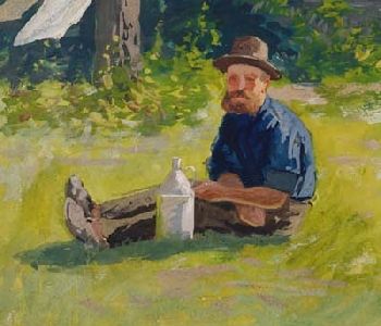 Selbstporträt im Garten, 1900, Friedrich Schwinge