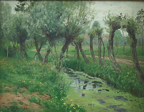 Pollard willows at the brook near Altenwerder, 1913, Friedrich Schwinge