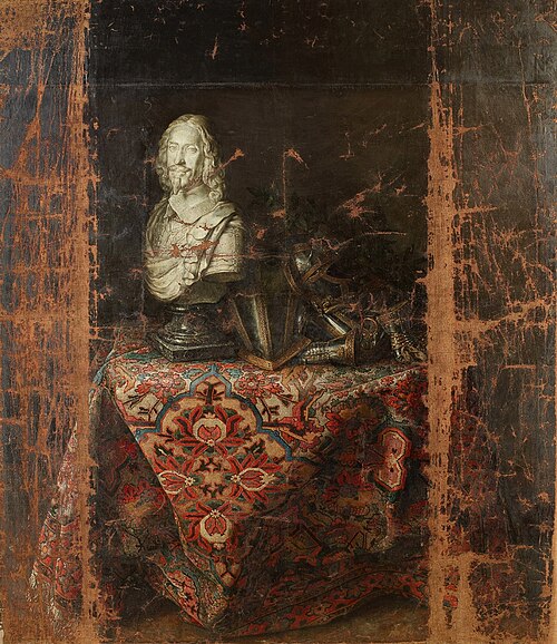 Stilleben mit Büste Erzherzog Leopold Wilhelms, 1660, Gottfried Libalt
