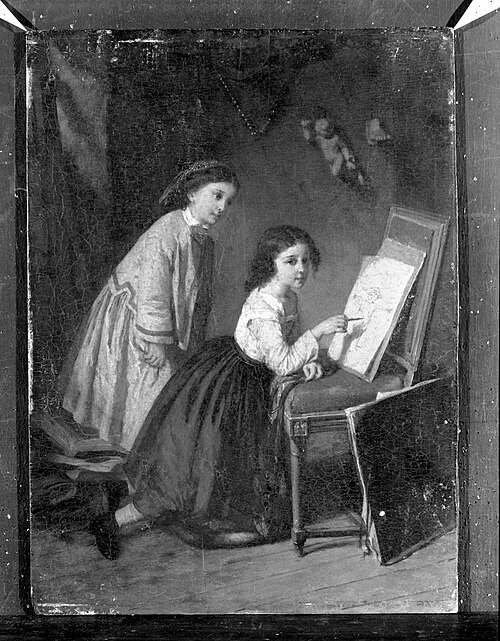 Girls Drawing, 1860, Isidore Patrois