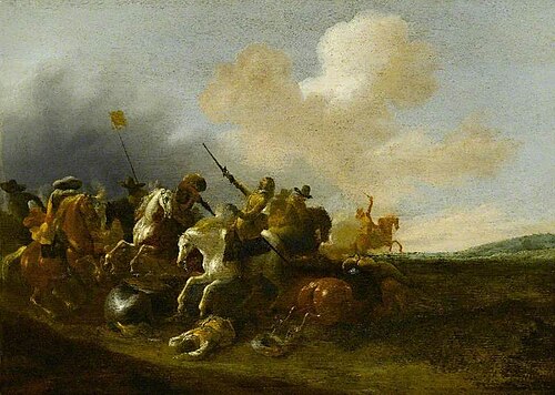 A Cavalry Skirmish in a Landscape, , Jan Jacobsz. van der Stoffe