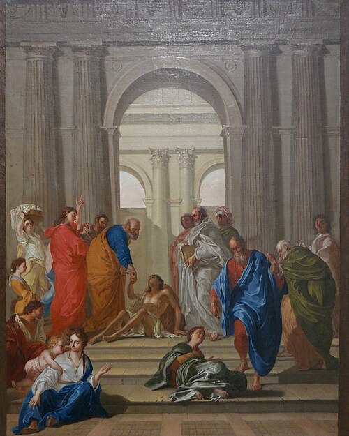 Saint Pierre et saint Jean guérissant le paralytique à l'entrée du Temple de Jérusalem, 1687, Jean de Troy