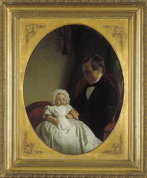 Levinus Wilhelmus Christiaan Keuchenius (1822-1893) met zijn overleden zoontje Anton W.F Keuchenius , 1857, Johan Heinrich Neuman