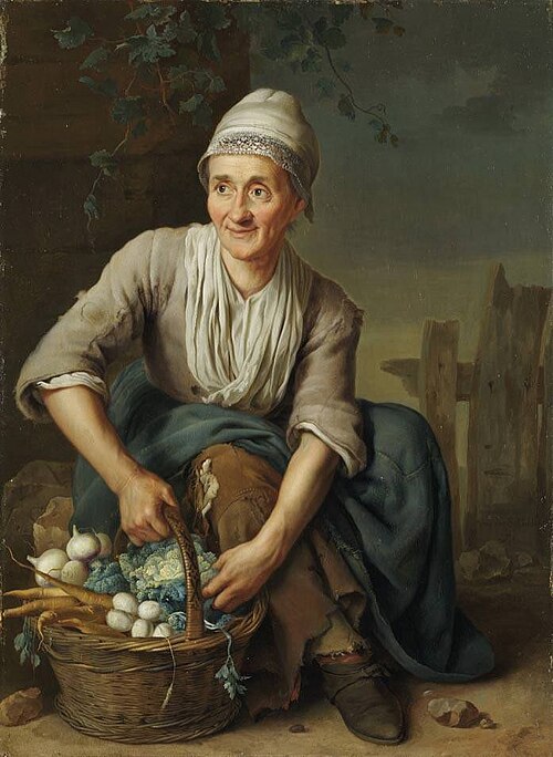 Alte Frau mit Gemüsekorb, 1730, Johann Philipp von der Schlichten