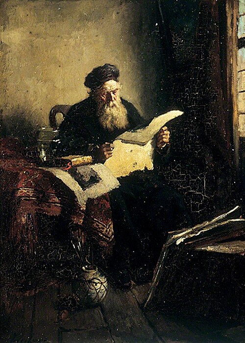 Old Man Reading, 1870, Johannes Weiland