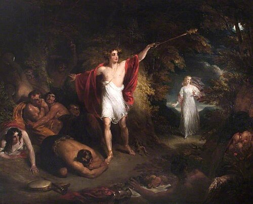 Comus and the Lady Benighted from John Milton, 1829, John Wood