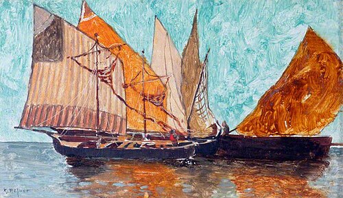 Sailing Boats at Chioggia, near Venice, 1880, Karl Heffner