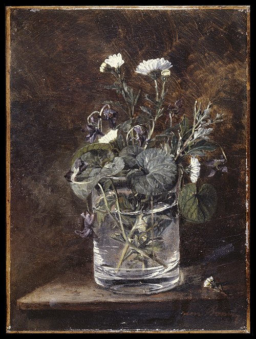Still Life: Daisies and Violets, 1866, Léon Bonvin