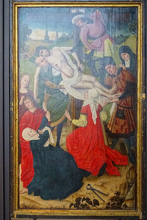 Déposition de croix. Au revers : L'Ange de l'Annonciation, grisaille, 1475, Maître de Monte Oliveto