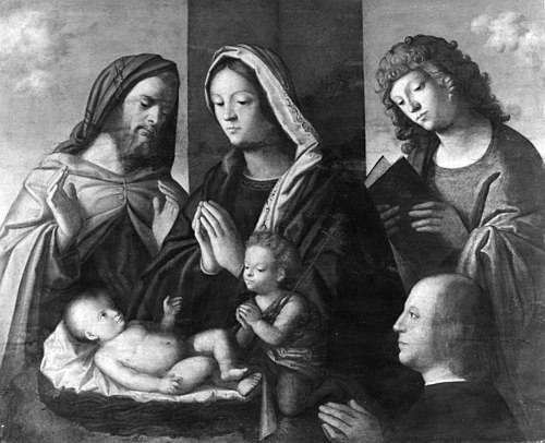 The Holy Family with the Young St. John the Baptist, St. John the Evangelist, and a Donor, 1515, Master of the Incredulity of S