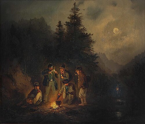 Schmuggler am nächtlichen Lagerfeuer, , Meno Mühlig