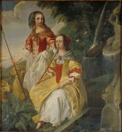 Portrait of Odila en Phillipine van Wassenaer as Shepherdesses, 1661, Michael Angelo Immenraet