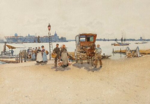 Arriving from the ferry, 1888, Robert Weir Allan