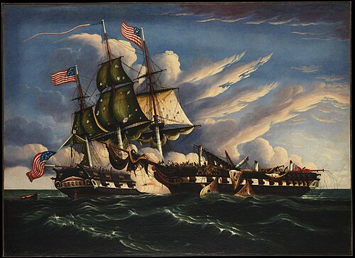 Le Constitution et le Guerriere, 1845, Thomas Chambers