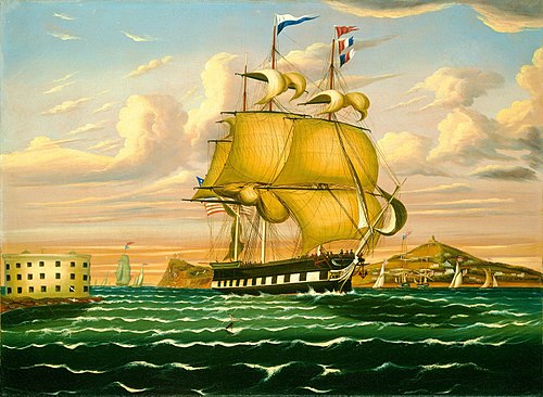 Packet Ship Passing Castle Williams, New York Harbor, 1850, Thomas Chambers