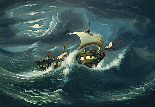 Frégate dans la tempête, 1850, Thomas Chambers