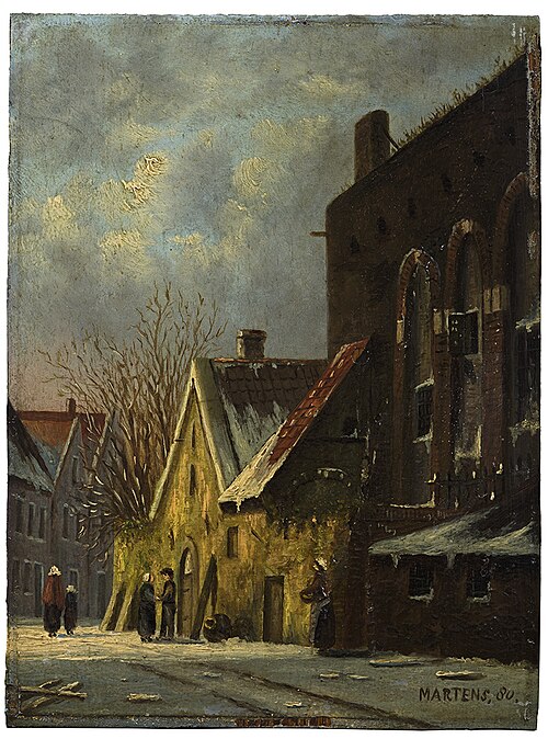 Wintergezicht met kerk, 1880, Willem Johannes Martens