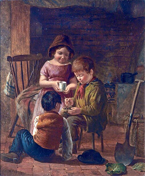 Children Feeding Young Birds, , William Hemsley