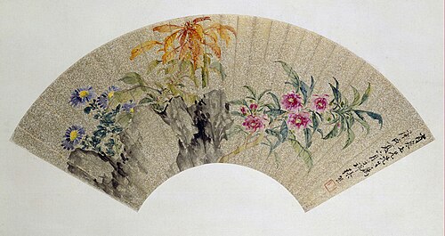张熊凤仙花图扇页, , Zhang Xiong