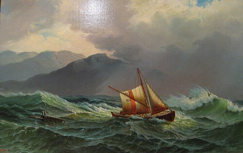 Pilot boat in high seas, 1875, Hjalmar Johnssen