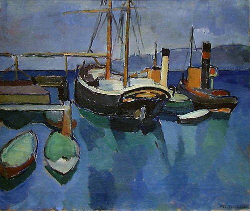 The Harbour in Son, 1912, Otto Emil Johansen