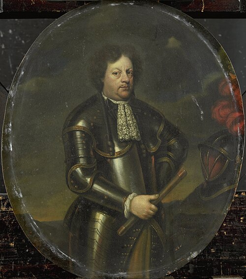 Portrait of Major-General Hans Willem, Baron van Aylva, called The Formidable General, 1705, Hendrik de Valk