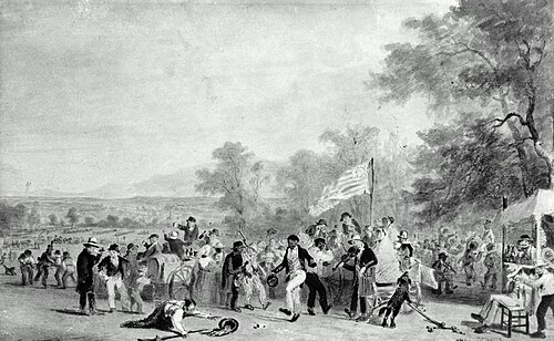 Study for "Militia Training": Composition (in reverse), 1838, James Goodwyn Clonney
