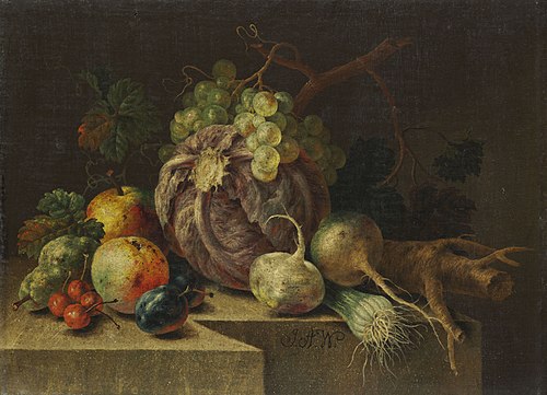 Vegetable and fruit still life, 1807, Johann Amandus Winck