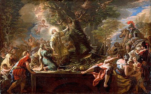 St. Nicolas of Bari Felling a Tree Inhabited by Demons, 1727, Paolo De Matteis