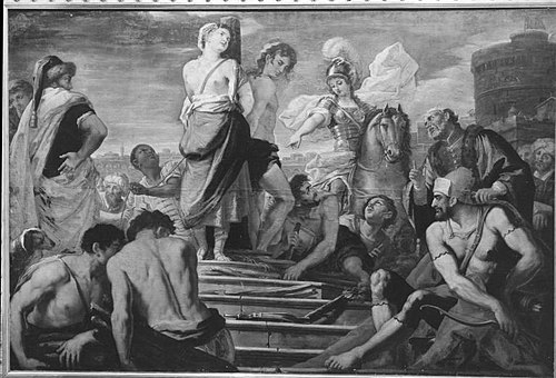 Chlorinda rettet Sofronia und Olindo vor dem Flammentod, 1695, Paolo De Matteis